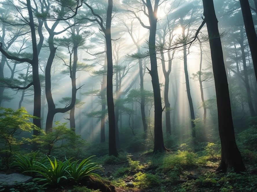 안개 낀 한국의 산림 - 산양삼 자생 환경